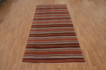 Vegetable Dye Kilim Striped Wool Area Rug 5x11