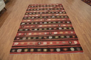 Unique Tribal Patterns on Handcrafted Kilim Area Rug 6x9