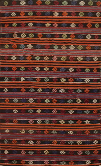 Handwoven Kilim Area Rug 6x10 with Bold Stripes for Living Room
