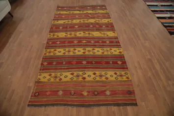 Vegetable Dye Kilim Striped Wool Area Rug 5x10