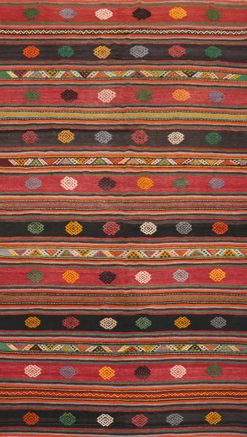 Vegetable Dye Kilim Geometric Wool Area Rug 6x10