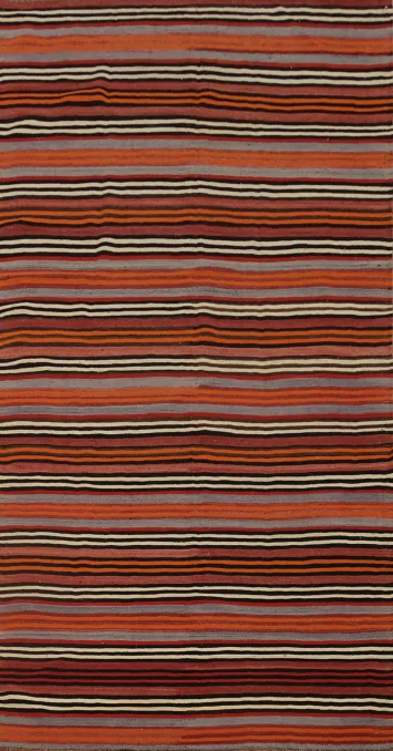 Vibrant Striped Kilim Area Rug 5x11 Perfect for Warm and Cozy Spaces