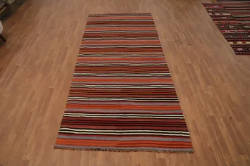 Vibrant Striped Kilim Area Rug 5x11 Perfect for Warm and Cozy Spaces