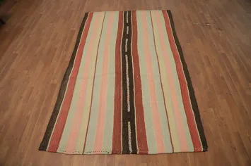 Charming Multicolor Striped Vintage Kilim Rug 5x7 for Cozy Home Decor