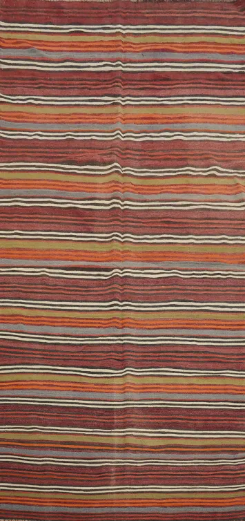 Chic Earthy Toned Kilim Area Rug 5x12 to Elevate Your Interior Decor