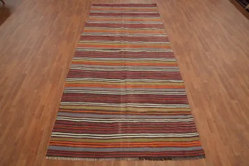 Chic Earthy Toned Kilim Area Rug 5x12 to Elevate Your Interior Decor