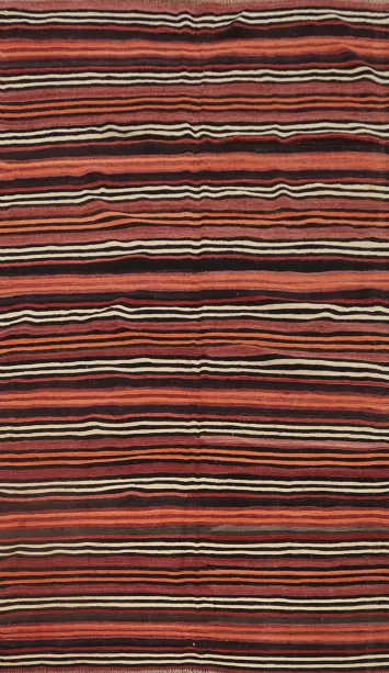 Stripe Kilim Area Rug 5x8 with Earthy Tones