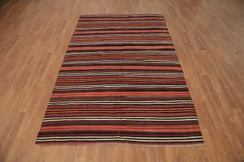 Stripe Kilim Area Rug 5x8 with Earthy Tones
