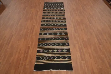 Vegetable Dye Kilim Geomeric Wool Runner Rug 3x12