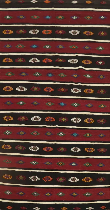 Elegant Bohemian Kilim Area Rug 6x10 with Geometric Patterns