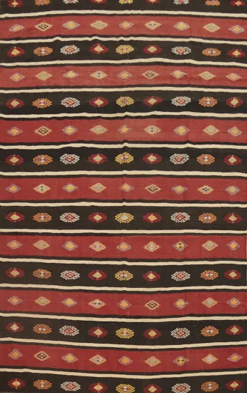 Vegetable Dye Kilim Turkish Area Rug 6x9