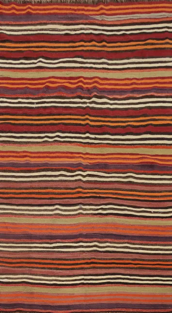 Earth Tone Striped Kilim Area Rug 5x8 for Cozy Home Atmosphere