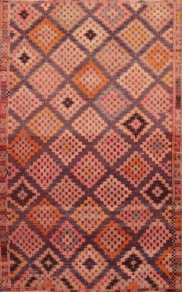 Vegetable Dye Kilim Geometric Area Rug 6x9
