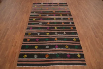 Handwoven Kilim Area Rug 5x10 with Multicolor Accents