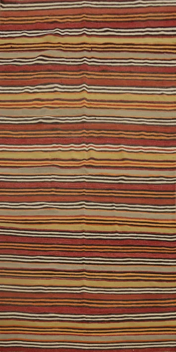 Vegetable Dye Kilim Striped Wool Area Rug 5x10