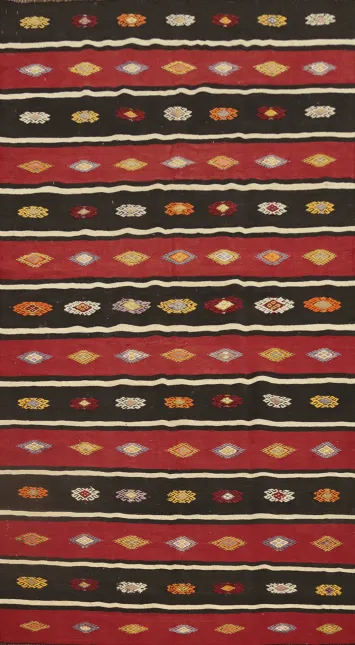 Vegetable Dye Kilim Geometric Area Rug 5x9