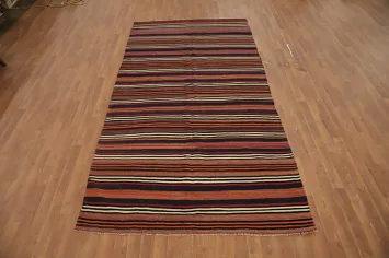 Vegetable Dye Kilim Striped Wool Area Rug 5x10