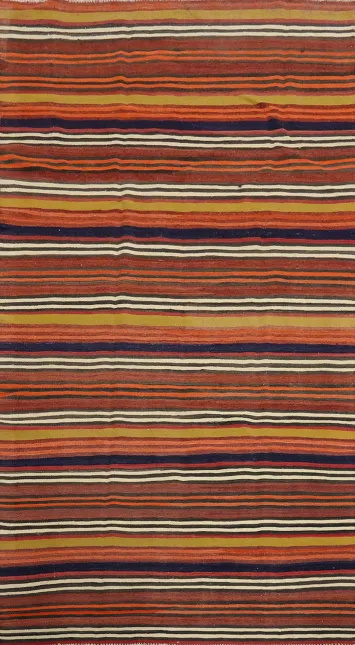 Vegetable Dye Kilim Striped Area Rug 5x10