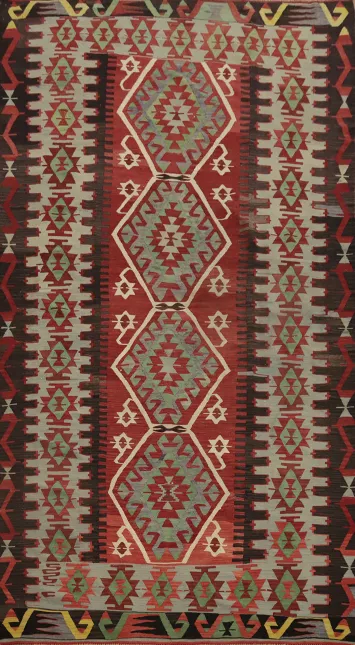 Vegetable Dye Kilim Geometric Area Rug 6x11
