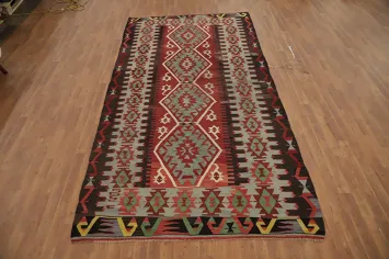 Vegetable Dye Kilim Geometric Area Rug 6x11