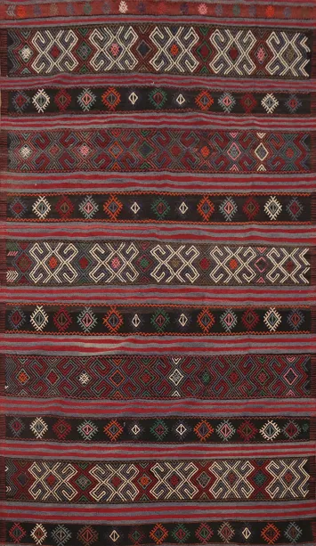 Vegetable Dye Kilim Geometric Area Rug 5x10