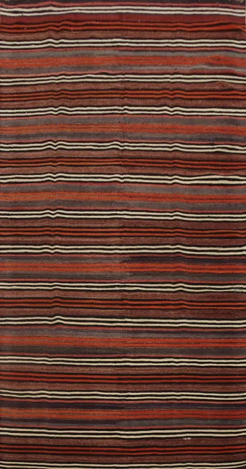 Vegetable Dye Kilim Striped Area Rug 5x9
