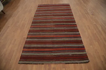 Vegetable Dye Kilim Striped Area Rug 5x9