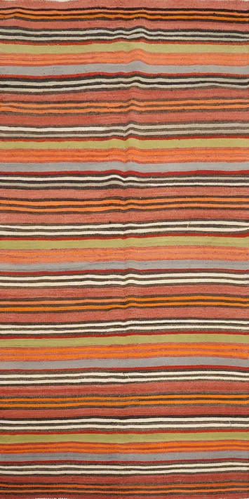 Vegetable Dye Kilim Turkish Runner Rug 4x9