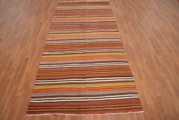 Vegetable Dye Kilim Turkish Runner Rug 4x9