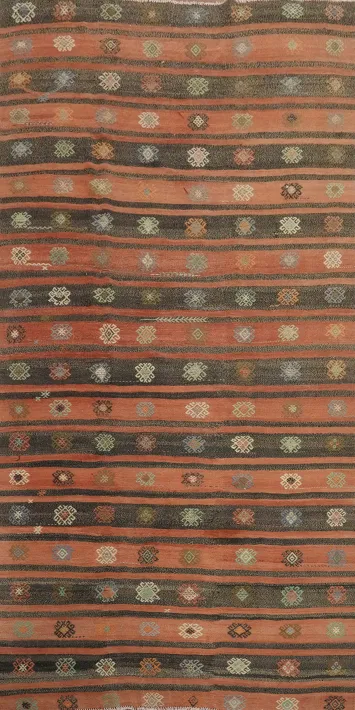 Vegetable Dye Kilim Geometric Area Rug 6x12