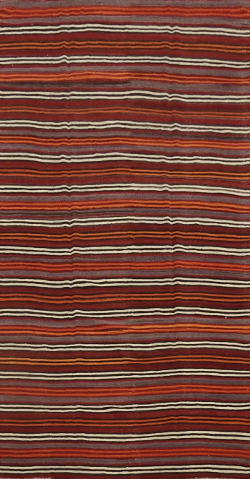 Vegetable Dye Kilim Striped Wool Area Rug 5x10