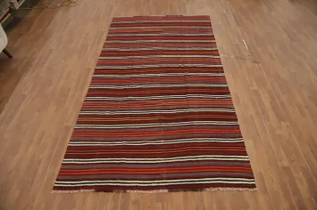 Vegetable Dye Kilim Striped Wool Area Rug 5x10