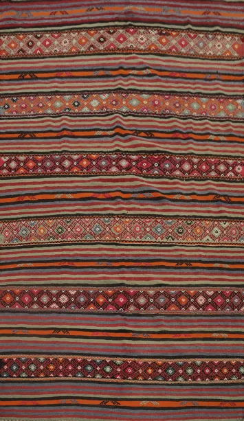 Vegetable Dye Kilim Geometric Area Rug 5x8