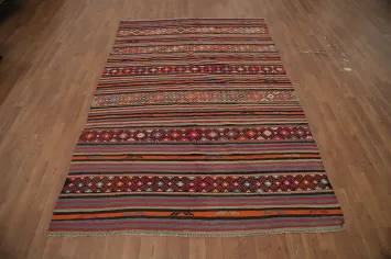 Vegetable Dye Kilim Geometric Area Rug 5x8