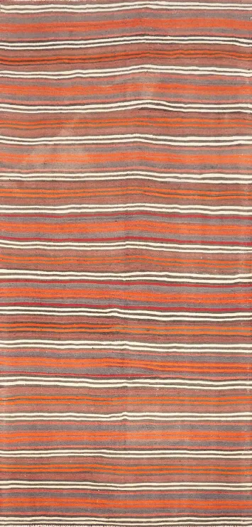 Vegetable Dye Kilim Striped Wool Area Rug 5x11