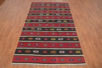 Vegetable Dye Kilim Striped Wool Area Rug 6x10