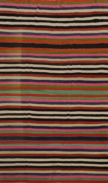Vegetable Dye Kilim Striped Wool Area Rug 6x10