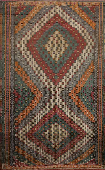Vegetable Dye Kilim Geometric Area Rug 6x9