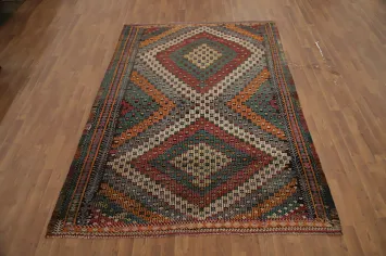 Vegetable Dye Kilim Geometric Area Rug 6x9