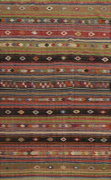 Vegetable Dye Kilim Tribal Wool Area Rug 6x10