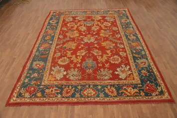 Pre-1900 Antique Vegetable Dye Oushak Persian Area Rug 9x11