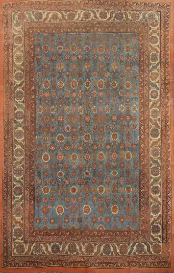 Pre-1900 Antique Vegetable Dye Heriz Serapi Persian Area Rug 9x11