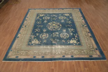 Pre-1900 Antique Vegetable Dye Art Deco Chinese Area Rug 9x10