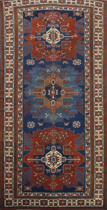 Pre-1900 Antique Kazak Vegetable Dye Area Rug 5x9