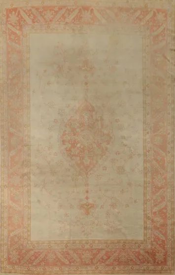 Pre-1900 Antique Oushak Vegetable Dye Area Rug 10x13