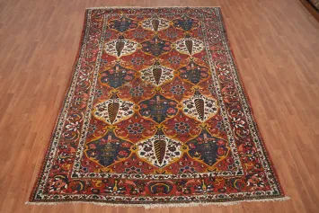 Antique Floral Wool Bakhtiari Persian Area Rug 7x10