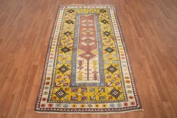 Geometric Wool Anatolian Turkish Rug 4x7