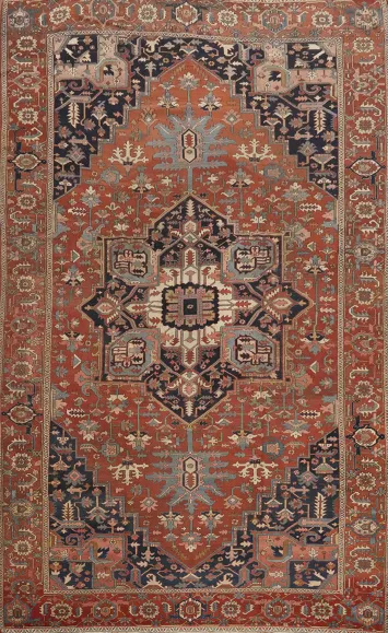 Pre-1900 Vegetable Dye Heriz Serapi Persian Large Rug 10x15