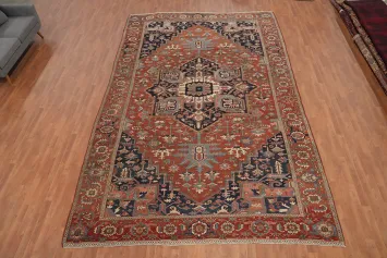 Pre-1900 Vegetable Dye Heriz Serapi Persian Large Rug 10x15