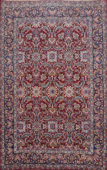 Antique Vegetable Dye Yazd Persian Large Rug 10x14